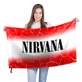 Флаг 3D с принтом NIRVANA / НИРВАНА в Екатеринбурге, 100% полиэстер | плотность ткани — 95 г/м2, размер — 67 х 109 см. Принт наносится с одной стороны | band | cobain | face | kurt | logo | music | nirvana | rock | rocknroll | группа | кобейн | курт | лого | логотип | музыка | музыкальная | нирвана | рожица | рок | рокнролл | символ