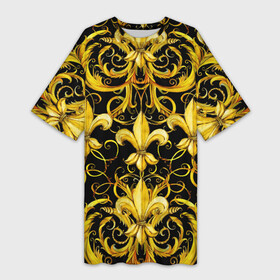 Платье-футболка 3D с принтом gold spades в Екатеринбурге,  |  | gold | life | versace | vip | абстракция | богатство | в золоте | версаче | версачи | виайпи | вип | золотая | золото | линия | нейтральная | позолоченное | стайл | стиль | текстуры | узоры | шик