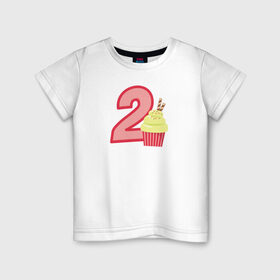 Детская футболка хлопок с принтом 2 годика в Екатеринбурге, 100% хлопок | круглый вырез горловины, полуприлегающий силуэт, длина до линии бедер | 