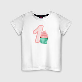 Детская футболка хлопок с принтом 1 годик в Екатеринбурге, 100% хлопок | круглый вырез горловины, полуприлегающий силуэт, длина до линии бедер | будущие родители | день рождения | детские принты | детское | для детей | малыш