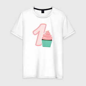 Мужская футболка хлопок с принтом 1 годик в Екатеринбурге, 100% хлопок | прямой крой, круглый вырез горловины, длина до линии бедер, слегка спущенное плечо. | будущие родители | день рождения | детские принты | детское | для детей | малыш