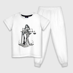 Детская пижама хлопок с принтом Фемида светлая в Екатеринбурге, 100% хлопок |  брюки и футболка прямого кроя, без карманов, на брюках мягкая резинка на поясе и по низу штанин
 | богиня | весы | меч | правосудие | фемида