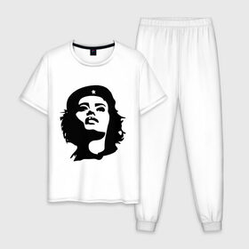 Мужская пижама хлопок с принтом Че Гевара девушка в Екатеринбурге, 100% хлопок | брюки и футболка прямого кроя, без карманов, на брюках мягкая резинка на поясе и по низу штанин
 | вождь | девушка | звезда | революция | че гевара