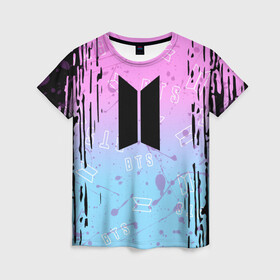 Женская футболка 3D с принтом BTS. в Екатеринбурге, 100% полиэфир ( синтетическое хлопкоподобное полотно) | прямой крой, круглый вырез горловины, длина до линии бедер | bangtan boys | bt21 | bts | k pop | бтс | музыка