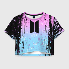 Женская футболка Crop-top 3D с принтом BTS. в Екатеринбурге, 100% полиэстер | круглая горловина, длина футболки до линии талии, рукава с отворотами | bangtan boys | bt21 | bts | k pop | бтс | музыка