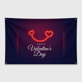 Флаг-баннер с принтом Happy Valentines Day в Екатеринбурге, 100% полиэстер | размер 67 х 109 см, плотность ткани — 95 г/м2; по краям флага есть четыре люверса для крепления | 