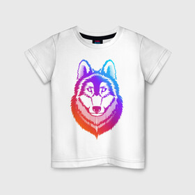 Детская футболка хлопок с принтом ВОЛК TREND в Екатеринбурге, 100% хлопок | круглый вырез горловины, полуприлегающий силуэт, длина до линии бедер | trend | wild | wolf | волк | дикий | оборотень | одинокий | пес | собака | тренд | хаски