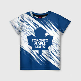 Детская футболка 3D с принтом Toronto Maple Leafs,  в Екатеринбурге, 100% гипоаллергенный полиэфир | прямой крой, круглый вырез горловины, длина до линии бедер, чуть спущенное плечо, ткань немного тянется | hockey | maple leafs | nhl | toronto | toronto maple leafs | usa | мейпл лифс | нхл | спорт | сша | торонто | торонто мейпл лифс | хоккей | шайба