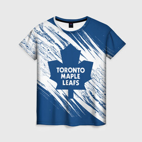 Женская футболка 3D с принтом Toronto Maple Leafs,  в Екатеринбурге, 100% полиэфир ( синтетическое хлопкоподобное полотно) | прямой крой, круглый вырез горловины, длина до линии бедер | hockey | maple leafs | nhl | toronto | toronto maple leafs | usa | мейпл лифс | нхл | спорт | сша | торонто | торонто мейпл лифс | хоккей | шайба