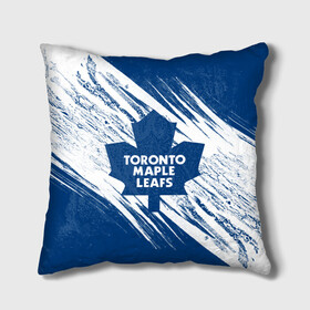 Подушка 3D с принтом Toronto Maple Leafs,  в Екатеринбурге, наволочка – 100% полиэстер, наполнитель – холлофайбер (легкий наполнитель, не вызывает аллергию). | состоит из подушки и наволочки. Наволочка на молнии, легко снимается для стирки | Тематика изображения на принте: hockey | maple leafs | nhl | toronto | toronto maple leafs | usa | мейпл лифс | нхл | спорт | сша | торонто | торонто мейпл лифс | хоккей | шайба