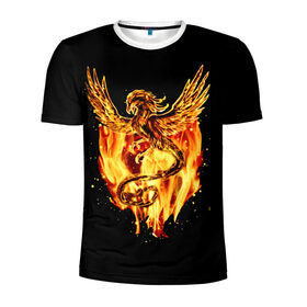 Мужская футболка 3D спортивная с принтом PHOENIX в Екатеринбурге, 100% полиэстер с улучшенными характеристиками | приталенный силуэт, круглая горловина, широкие плечи, сужается к линии бедра | дракон | огонь | птица | феникс