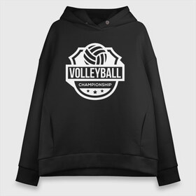 Женское худи Oversize хлопок с принтом VOLLEYBALL в Екатеринбурге, френч-терри — 70% хлопок, 30% полиэстер. Мягкий теплый начес внутри —100% хлопок | боковые карманы, эластичные манжеты и нижняя кромка, капюшон на магнитной кнопке | beach | voleybal | volleyball | волебол | волейбол | волейболист | волейболистка | воллейбол | пляжный | я люблю