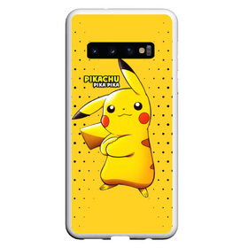 Чехол для Samsung Galaxy S10 с принтом Pikachu Pika Pika в Екатеринбурге, Силикон | Область печати: задняя сторона чехла, без боковых панелей | Тематика изображения на принте: pika | pikachu | аниме | детская | детям | игры | молния | мышка | мышь | пика | пикачу | покемон | покемоны