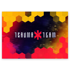 Поздравительная открытка с принтом CYBERPUNK 2077 - TRAUMA TEAM в Екатеринбурге, 100% бумага | плотность бумаги 280 г/м2, матовая, на обратной стороне линовка и место для марки
 | Тематика изображения на принте: 