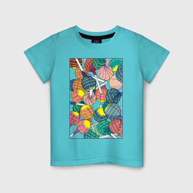 Детская футболка хлопок с принтом Чупа чупсы в Екатеринбурге, 100% хлопок | круглый вырез горловины, полуприлегающий силуэт, длина до линии бедер | конфеты | сладкое | сладости | чупа чупс | яркие цвета