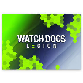 Поздравительная открытка с принтом WATCH DOGS LEGION / ВОТЧ ДОГС в Екатеринбурге, 100% бумага | плотность бумаги 280 г/м2, матовая, на обратной стороне линовка и место для марки
 | dogs | game | games | glitch | hacker | legion | logo | ubisoft | watch | вотч | глитч | догс | игра | игры | легион | лого | логотип | символ | хакер | хакеру