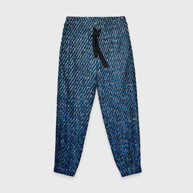 Детские брюки 3D с принтом Джинса в Екатеринбурге, 100% полиэстер | манжеты по низу, эластичный пояс регулируется шнурком, по бокам два кармана без застежек, внутренняя часть кармана из мелкой сетки | Тематика изображения на принте: blue | джинса | джинсовая текстура | текстуры | цвет джинса