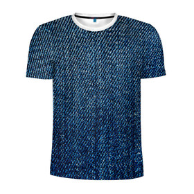 Мужская футболка 3D спортивная с принтом Джинса в Екатеринбурге, 100% полиэстер с улучшенными характеристиками | приталенный силуэт, круглая горловина, широкие плечи, сужается к линии бедра | Тематика изображения на принте: blue | джинса | джинсовая текстура | текстуры | цвет джинса