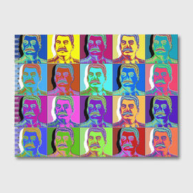 Альбом для рисования с принтом Stalin pop-art в Екатеринбурге, 100% бумага
 | матовая бумага, плотность 200 мг. | chief | color | eyes | moustache | pop art | stalin | view | взгляд | вождь | глаза | поп  арт | сталин | усы | цвет
