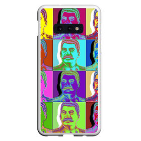 Чехол для Samsung S10E с принтом Stalin pop-art в Екатеринбурге, Силикон | Область печати: задняя сторона чехла, без боковых панелей | chief | color | eyes | moustache | pop art | stalin | view | взгляд | вождь | глаза | поп  арт | сталин | усы | цвет