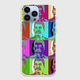 Чехол для iPhone 13 Pro Max с принтом Stalin pop art в Екатеринбурге,  |  | Тематика изображения на принте: chief | color | eyes | moustache | pop art | stalin | view | взгляд | вождь | глаза | поп  арт | сталин | усы | цвет