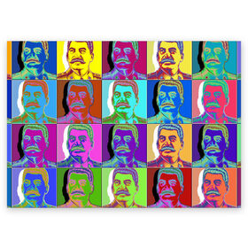 Поздравительная открытка с принтом Stalin pop-art в Екатеринбурге, 100% бумага | плотность бумаги 280 г/м2, матовая, на обратной стороне линовка и место для марки
 | chief | color | eyes | moustache | pop art | stalin | view | взгляд | вождь | глаза | поп  арт | сталин | усы | цвет
