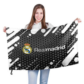 Флаг 3D с принтом REAL MADRID / РЕАЛ МАДРИД в Екатеринбурге, 100% полиэстер | плотность ткани — 95 г/м2, размер — 67 х 109 см. Принт наносится с одной стороны | 