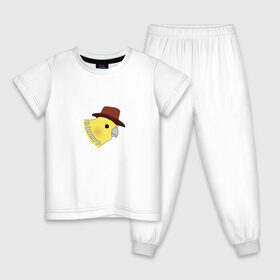 Детская пижама хлопок с принтом Бонжур в Екатеринбурге, 100% хлопок |  брюки и футболка прямого кроя, без карманов, на брюках мягкая резинка на поясе и по низу штанин
 | mem | бонжур | мем | попугай | попугай в шляпе | прикол | птица | стикер | юмор