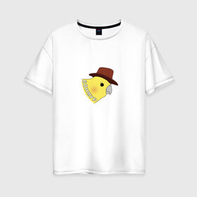 Женская футболка хлопок Oversize с принтом Бонжур в Екатеринбурге, 100% хлопок | свободный крой, круглый ворот, спущенный рукав, длина до линии бедер
 | mem | бонжур | мем | попугай | попугай в шляпе | прикол | птица | стикер | юмор