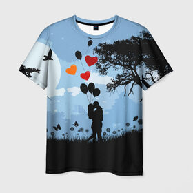 Мужская футболка 3D с принтом Влюбленная пара в Екатеринбурге, 100% полиэфир | прямой крой, круглый вырез горловины, длина до линии бедер | 