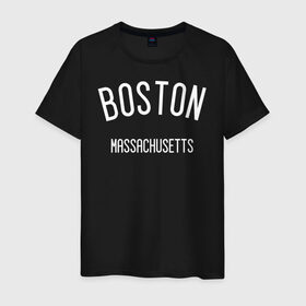 Мужская футболка хлопок с принтом БОСТОН в Екатеринбурге, 100% хлопок | прямой крой, круглый вырез горловины, длина до линии бедер, слегка спущенное плечо. | america | boston | states | usa | америка | бостон | сша | штаты