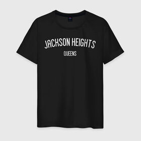Мужская футболка хлопок с принтом JACKSON HEIGHTS в Екатеринбурге, 100% хлопок | прямой крой, круглый вырез горловины, длина до линии бедер, слегка спущенное плечо. | america | new york | nyc | queens | states | usa | америка | квинс | куинс | нью йорк | сша | штаты