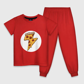 Детская пижама хлопок с принтом PIZZA-HERO в Екатеринбурге, 100% хлопок |  брюки и футболка прямого кроя, без карманов, на брюках мягкая резинка на поясе и по низу штанин
 | flash | food | hero | pizza | shaldon | еда | коммиксы | молния | пиццабгерой | фастфуд. | флэш | шелдон