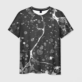 Мужская футболка 3D с принтом Черный Мрамор в Екатеринбурге, 100% полиэфир | прямой крой, круглый вырез горловины, длина до линии бедер | абстракция | минимализм | мрамор | рисунок | черный мрамор
