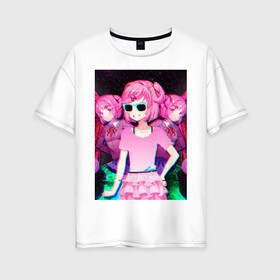 Женская футболка хлопок Oversize с принтом Anime 10-0 в Екатеринбурге, 100% хлопок | свободный крой, круглый ворот, спущенный рукав, длина до линии бедер
 | aesthetic art | art | vaporwave | аниме | мультфильмы