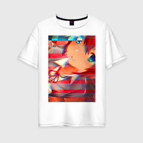 Женская футболка хлопок Oversize с принтом Anime 0-05 в Екатеринбурге, 100% хлопок | свободный крой, круглый ворот, спущенный рукав, длина до линии бедер
 | aesthetic art | art | vaporwave | аниме | мультфильмы