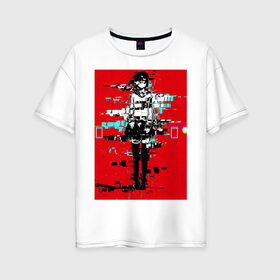 Женская футболка хлопок Oversize с принтом Anime 0-44 в Екатеринбурге, 100% хлопок | свободный крой, круглый ворот, спущенный рукав, длина до линии бедер
 | aesthetic art | art | vaporwave | аниме | мультфильмы