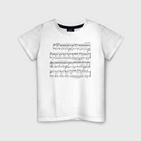 Детская футболка хлопок с принтом Нотные строки в Екатеринбурге, 100% хлопок | круглый вырез горловины, полуприлегающий силуэт, длина до линии бедер | Тематика изображения на принте: музыка | нота | ноты