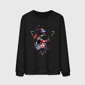 Мужской свитшот хлопок с принтом Skull в Екатеринбурге, 100% хлопок |  | bird | blot | color | neon | paint | skull | triangle | клякса | краска | неон | птица | треугольник | цвет | череп