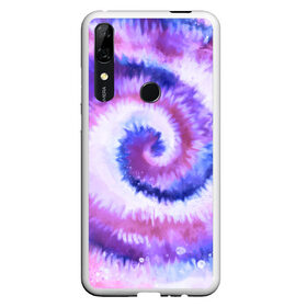 Чехол для Honor P Smart Z с принтом TIE-DYE PURPLE в Екатеринбурге, Силикон | Область печати: задняя сторона чехла, без боковых панелей | Тематика изображения на принте: dye | multicolor | tie | trend | акварель | брызги | градиент | дай | колор | краски | красочная | мульти | потёки | пятна | радуга | радужная | тай | тайдай | текстура | тренд | хиппи