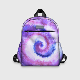 Детский рюкзак 3D с принтом TIE-DYE PURPLE в Екатеринбурге, 100% полиэстер | лямки с регулируемой длиной, сверху петелька, чтобы рюкзак можно было повесить на вешалку. Основное отделение закрывается на молнию, как и внешний карман. Внутри дополнительный карман. По бокам два дополнительных кармашка | Тематика изображения на принте: dye | multicolor | tie | trend | акварель | брызги | градиент | дай | колор | краски | красочная | мульти | потёки | пятна | радуга | радужная | тай | тайдай | текстура | тренд | хиппи