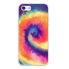 Чехол для iPhone 5/5S матовый с принтом TIE-DYE MULTICOLOR в Екатеринбурге, Силикон | Область печати: задняя сторона чехла, без боковых панелей | dye | multicolor | tie | trend | акварель | брызги | градиент | дай | колор | краски | красочная | мульти | потёки | пятна | радуга | радужная | тай | тайдай | текстура | тренд | хиппи