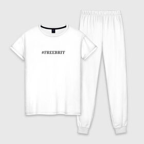 Женская пижама хлопок с принтом FREEBRFF | Bratishkinoff в Екатеринбурге, 100% хлопок | брюки и футболка прямого кроя, без карманов, на брюках мягкая резинка на поясе и по низу штанин | bratishkinoff | freebrff | twitch