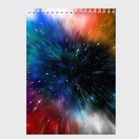 Скетчбук с принтом Fest в Екатеринбурге, 100% бумага
 | 48 листов, плотность листов — 100 г/м2, плотность картонной обложки — 250 г/м2. Листы скреплены сверху удобной пружинной спиралью | colorful | galaxy | immersion | universe | вселенная | галактика | погружение | разноцветный