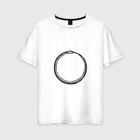 Женская футболка хлопок Oversize с принтом Уроборос в Екатеринбурге, 100% хлопок | свободный крой, круглый ворот, спущенный рукав, длина до линии бедер
 | circle | drawing | greek | ouroboros | snake | transparent | греческий | змея | круг | прозрачный | рисунок | уроборос
