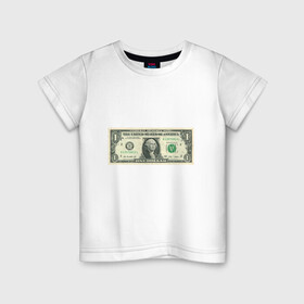 Детская футболка хлопок с принтом One dollar в Екатеринбурге, 100% хлопок | круглый вырез горловины, полуприлегающий силуэт, длина до линии бедер | bill | dollar | one | богатство | деньги | доллары | монеты | один | сша