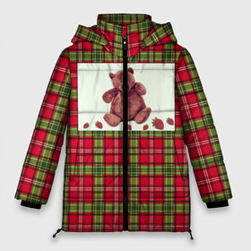 Женская зимняя куртка 3D с принтом мишка шотландский фон шотланди в Екатеринбурге, верх — 100% полиэстер; подкладка — 100% полиэстер; утеплитель — 100% полиэстер | длина ниже бедра, силуэт Оверсайз. Есть воротник-стойка, отстегивающийся капюшон и ветрозащитная планка. 

Боковые карманы с листочкой на кнопках и внутренний карман на молнии | животные | мишка | шотландский фон.шотландия