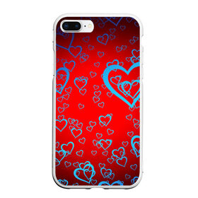 Чехол для iPhone 7Plus/8 Plus матовый с принтом Сердца в Екатеринбурге, Силикон | Область печати: задняя сторона чехла, без боковых панелей | love | любовь | сердечки | сердца | сердце