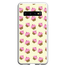 Чехол для Samsung Galaxy S10 с принтом Кексы в Екатеринбурге, Силикон | Область печати: задняя сторона чехла, без боковых панелей | Тематика изображения на принте: арт | выпечка | еда | кекс | кексик | кексы | рисунок | розовый | салатовый