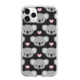 Чехол для iPhone 11 Pro Max матовый с принтом Мордочки коал в Екатеринбурге, Силикон |  | арт | коал | коала | коалы | любовь | медведь | медвежонок | мордочка | мордочки | рисунок | сердечки | сердце | серый | тёмный | чёрный